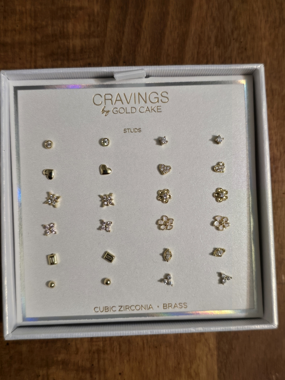 Gold Cake Gold-Tone Cubic Zirconia Stud Earring Set